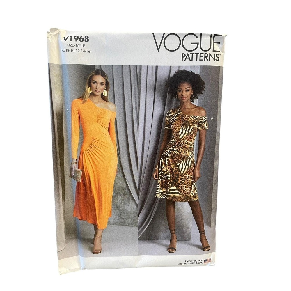Vogue Patterns V1968 Misses Knit Dress B5 (8-16) Asymmetric One Shoulder
